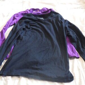 Hanes Lot of 2 Girls Size Small Long Sleeve Shirts Black and Purple